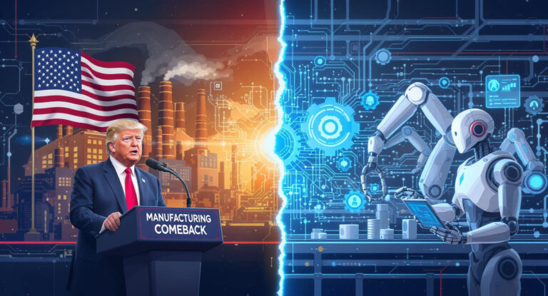 Trump Touts Manufacturing Comeback, While Tech Allies Invest in Robots That Replace Workers
