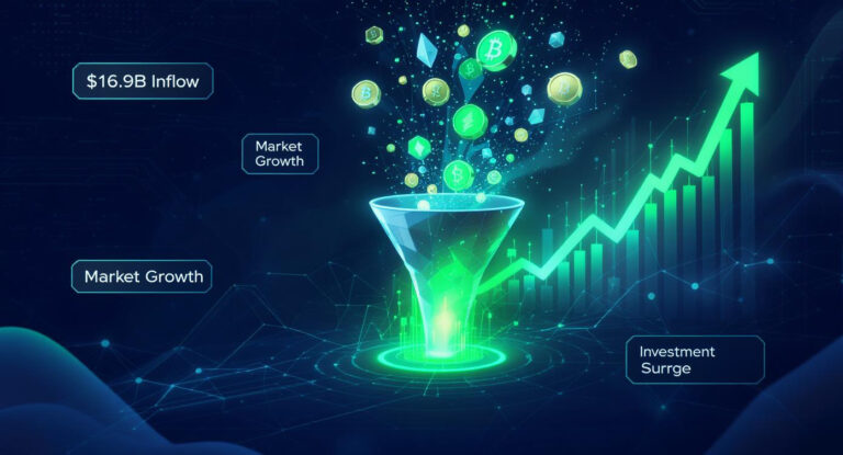 Crypto Investment Surges $16.9B Inflow Streak Fuels Market Growth
