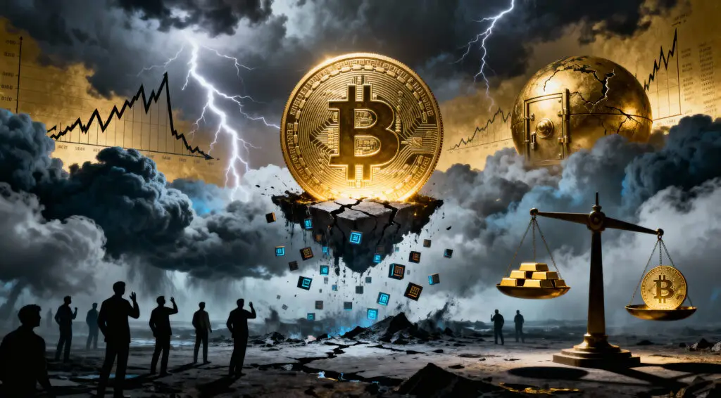 Bitcoin Faces Looming Death Spiral As Market Crash Fears Intensify Ahead of $25 Trillion Gold Challenge