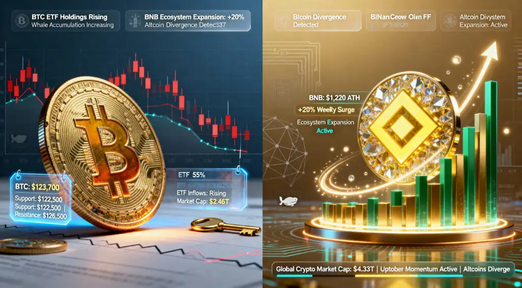 Bitcoin Slips Below $124K as Binance Coin Hits Record High