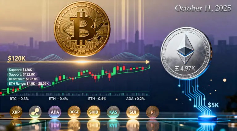 Crypto Market Analysis (October 11, 2025)- Crypto Market Calms as Bitcoin Holds $121K and Ethereum Dips Below $5K