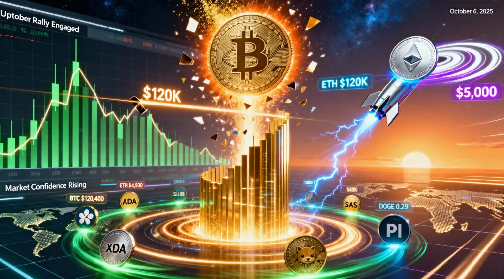 Crypto Market Analysis (October 6, 2025): Crypto Market Ignites as Bitcoin Breaks $120K and Ethereum Nears $5K