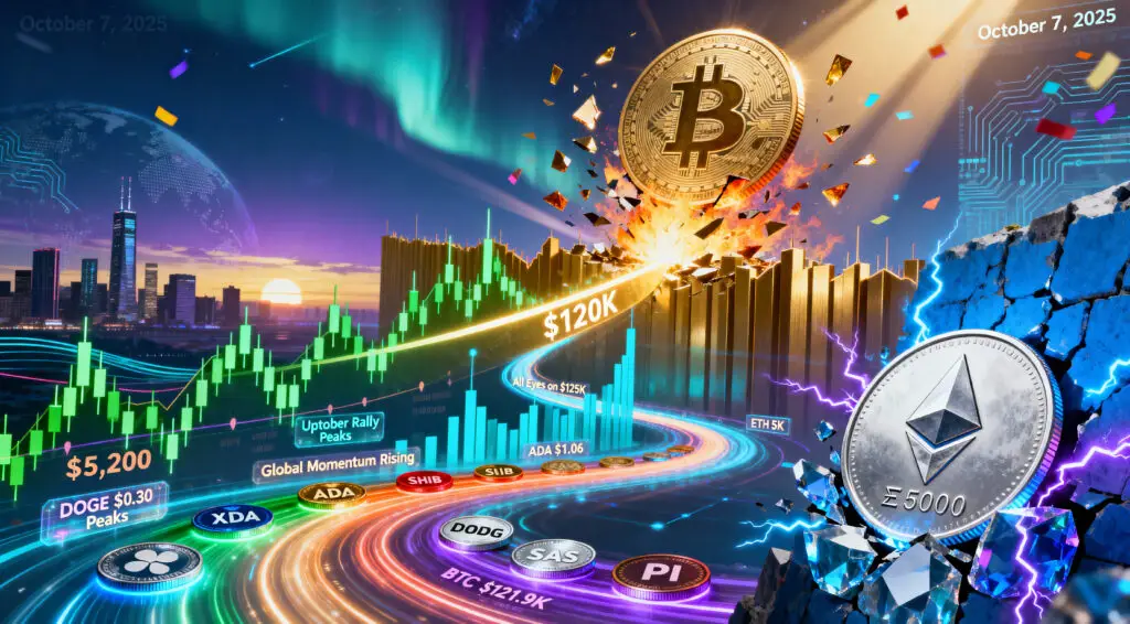 Crypto Market Analysis (October 7, 2025)- Crypto Market Surges as Bitcoin Tests $122K and Ethereum Breaks $5K