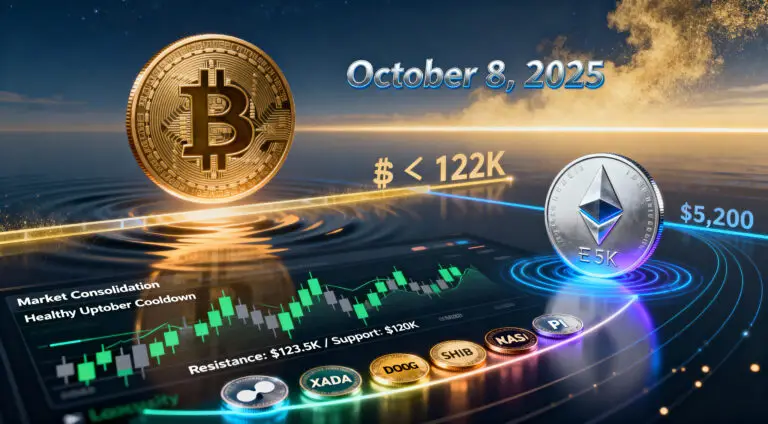 Crypto Market Analysis (October 8, 2025): Crypto Market Steadies as Bitcoin Retests $122K and Ethereum Eyes $5,200