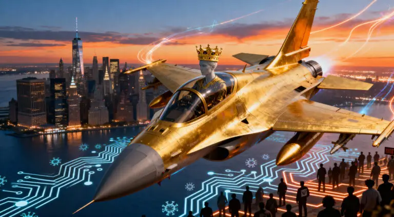 Trump Posts AI Video as ‘King Trump’ Flying Fighter Jet Online