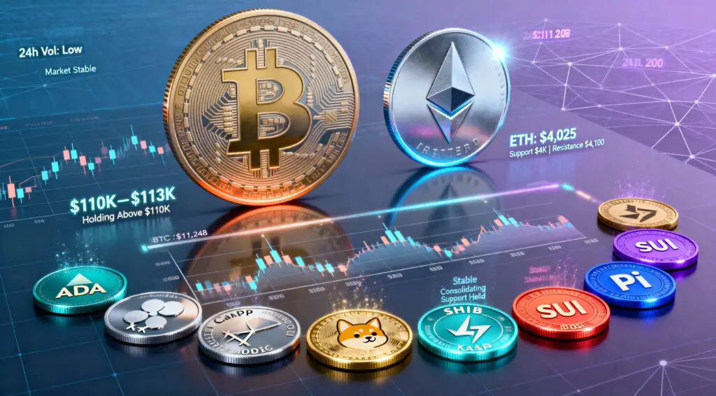 Crypto Market Analysis (October 16, 2025)- Crypto Markets Steady as Bitcoin Holds $111K and Ethereum Reclaims $4K