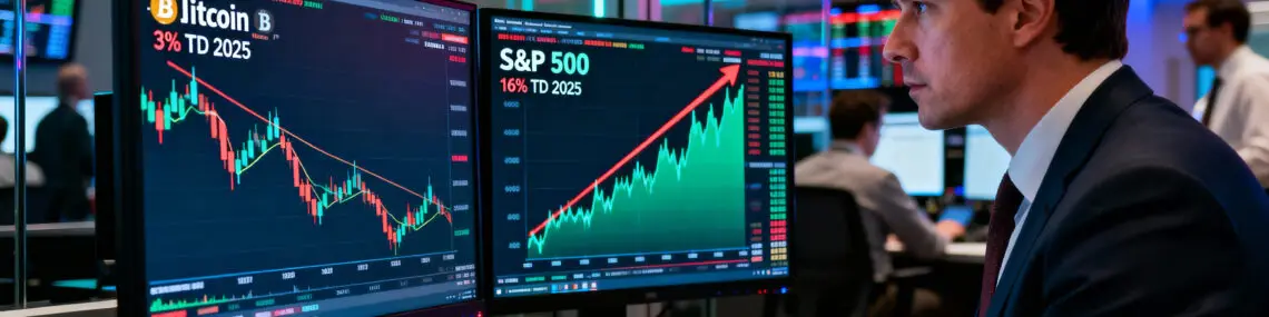 Bitcoin Slides as Stocks Outperform and Market Signals Turn Bearish in December